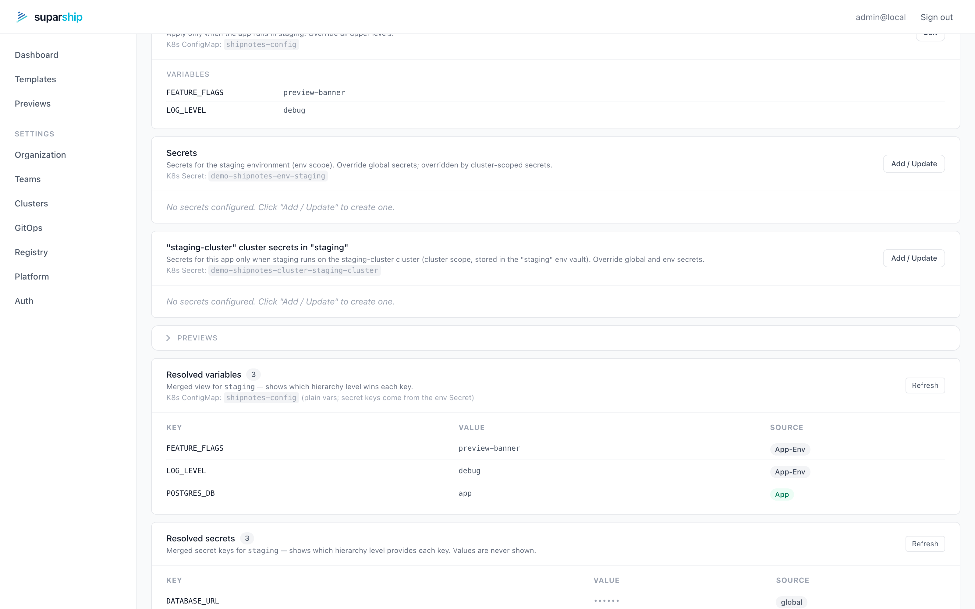 suparship resolved variables with source attribution